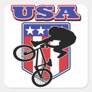Adesivo Quadrado USA BMX Biker