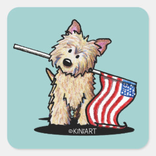 Adesivo Quadrado USA Cairn Terrier Dog Stickers