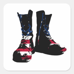 Adesivo Quadrado USA Combate Boots