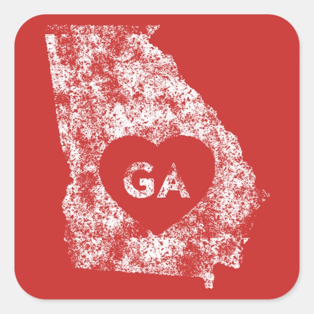 Adesivo Quadrado Usado Eu Adoro os Stickers Estatais da Georgia (Frente)