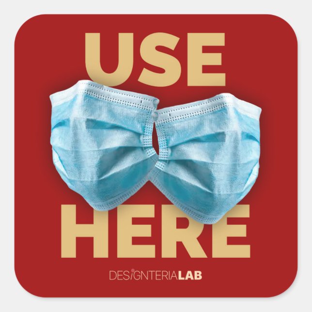 Adesivo Quadrado Usar Máscaras Aqui (Escuro) (Frente)