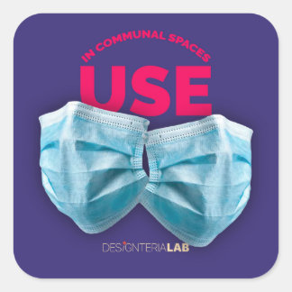 Adesivo Quadrado Usar Máscaras em espaços comuns