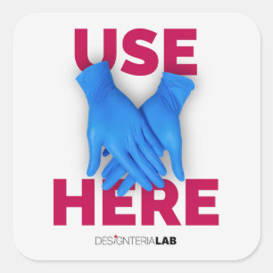 Adesivo Quadrado Use luvas aqui