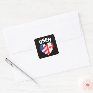 Adesivo Quadrado USEH America Canada Flag Funny American