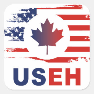 Adesivo Quadrado USEH Half Canadian American Canada USA Flag United