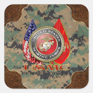 Adesivo Quadrado USMC Semper Fi [edição especial] [3D]