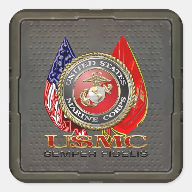 Adesivo Quadrado USMC Semper Fi [Edição Especial] [3D] (Frente)