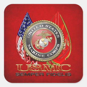 Adesivo Quadrado USMC Semper Fi [edição especial] [3D]