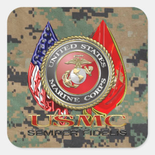 Adesivo Quadrado USMC Semper Fi [edição especial] [3D]