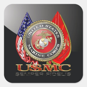 Adesivo Quadrado USMC Semper Fi [edição especial] [3D]