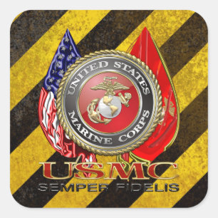 Adesivo Quadrado USMC Semper Fi [edição especial] [3D]