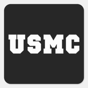 Adesivo Quadrado USMC [texto corajoso]