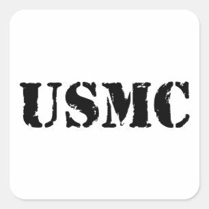 Adesivo Quadrado USMC [texto do estêncil]