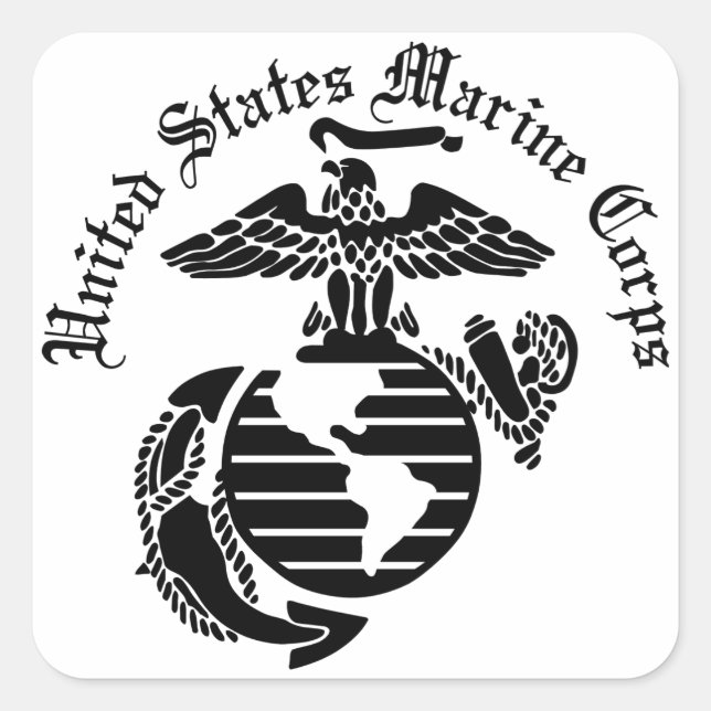 Adesivo Quadrado USMC United States Marine Corps (Frente)