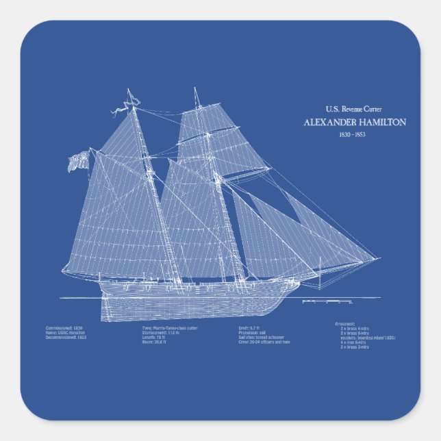 Adesivo Quadrado USRC Alexander Hamilton - ABD (Frente)