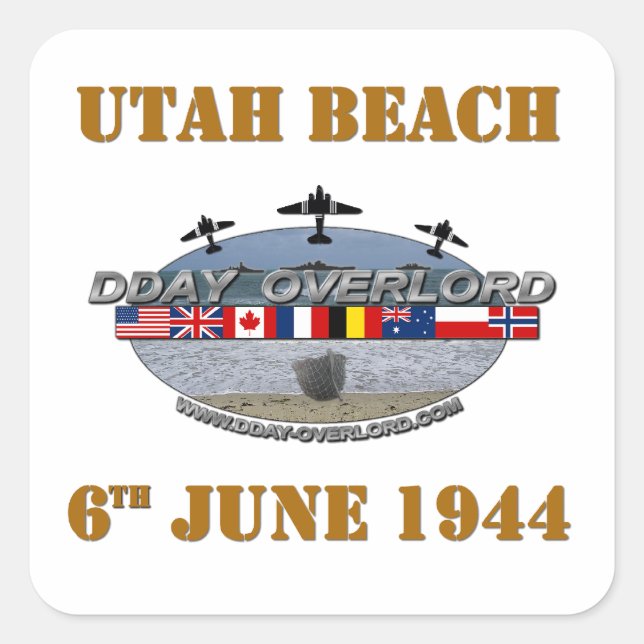 Adesivo Quadrado Utah Beach 6th June 1944 (Frente)