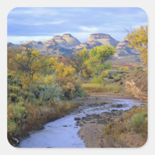 Adesivo Quadrado UTAH. EUA. Pleasant Creek no outono ao nascer do s
