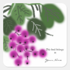 Adesivo Quadrado uvas roxas e folhas verdes