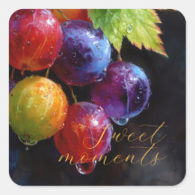Uvas Vibrantes em Aquarela e Gotículas de Orvalho