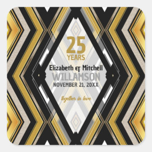 Adesivo Quadrado v1 Preto+Dourado Painel de Deco de Arte Moderna