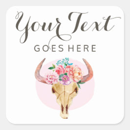 Adesivo Quadrado Vaca Boêmiana Rústica Cura Cutânea Caivota Blush F