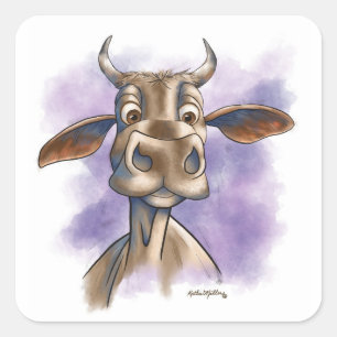 Adesivo Quadrado Vaca Brahman Desenho Animado