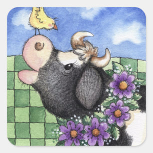 Adesivo Quadrado Vaca e Pintinho - Autocolantes