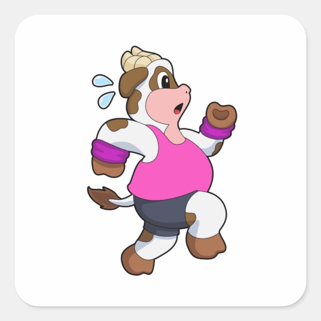 Adesivo Quadrado Vaca em Execução (Frente)