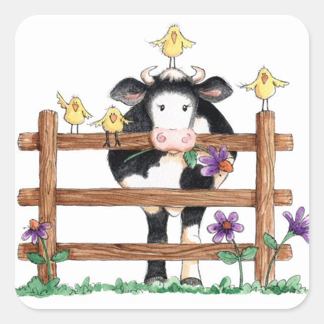 Adesivo Quadrado Vaca vedada - Autocolantes (Frente)