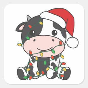 Adesivo Quadrado Vacas de Natal de Inverno