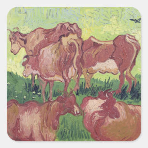 Adesivo Quadrado Vacas de Vincent van Gogh , 1890