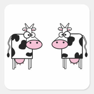 Adesivo Quadrado Vacas felizes dos desenhos animados