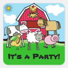 Adesivo Quadrado Vacas-Vaca-Vedante De Galinhas-Suíno