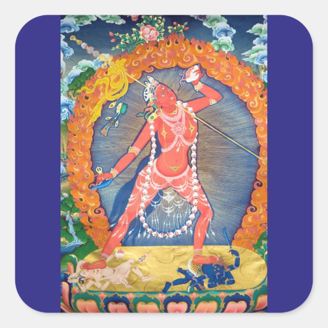 Adesivo Quadrado Vajrayogini Deidade Budista Tibetana (Frente)
