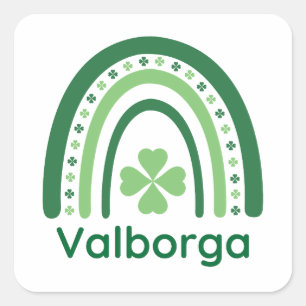 Adesivo Quadrado Valborga Nome Clover Boho Rainbow