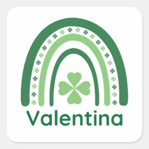 Adesivo Quadrado Valentina Name Clover Boho Rainbow