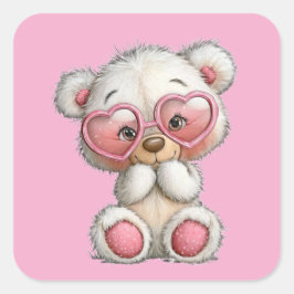 Adesivo Quadrado Valentine Cute Teddy Bear 3 Inch Sticker