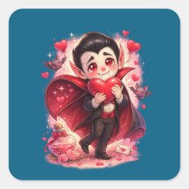 Adesivo Quadrado Valentine Funny Dracula Sticker – Cute Love