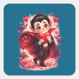 Adesivo Quadrado Valentine Funny Dracula Sticker – Cute Love