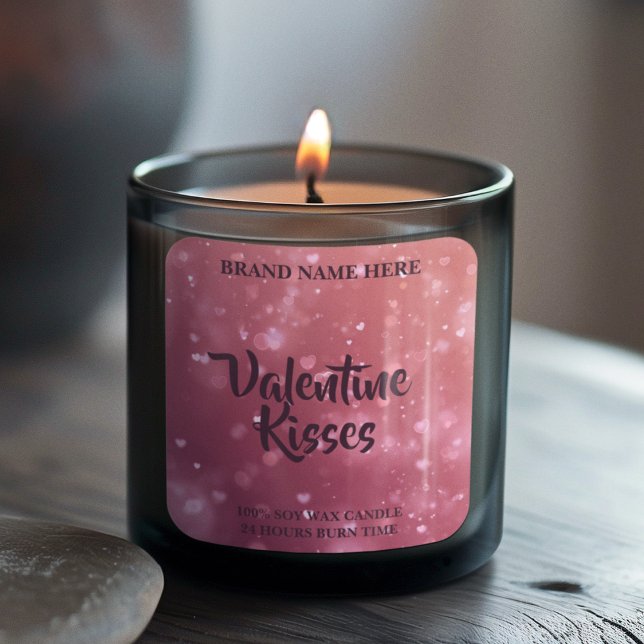 Adesivo Quadrado Valentine Kisses Chic Valentine Candle Sticker (Criador carregado)