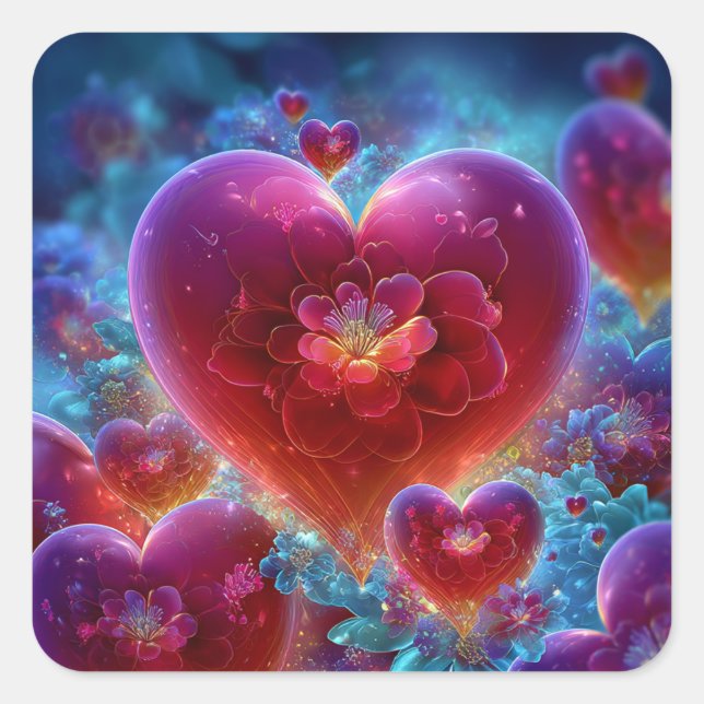 Adesivo Quadrado Valentine’s Day Stickers | Cute, Romantic  (Frente)