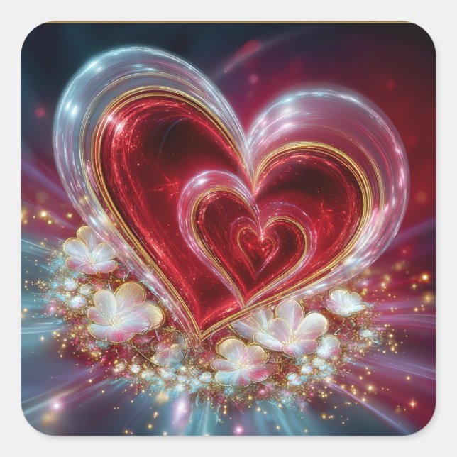 Adesivo Quadrado Valentine’s Day Stickers | Cute, Romantic  (Frente)