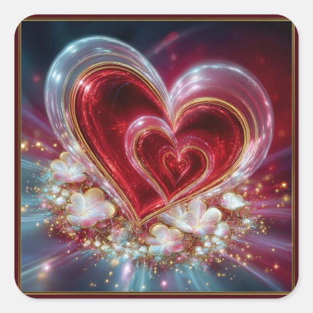 Adesivo Quadrado Valentine’s Day Stickers | Cute, Romantic  (Frente)