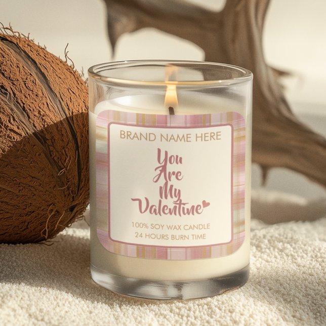Adesivo Quadrado Valentine's Day Custom Candle Labels  (Criador carregado)