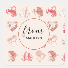 Adesivo Quadrado Valentines Day Custom name