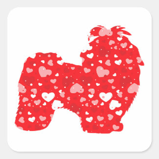 Adesivo Quadrado Valentines Matching | Couple Love Hearts Shih Tzu