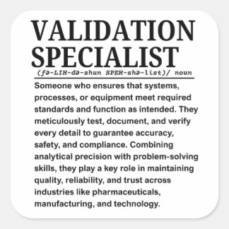 Adesivo Quadrado Validation specialist