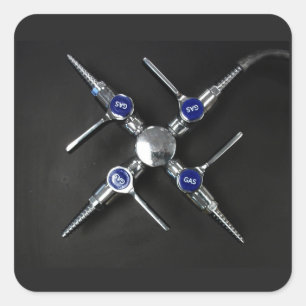 Adesivo Quadrado Válvulas de gás de laboratório no palito do banco