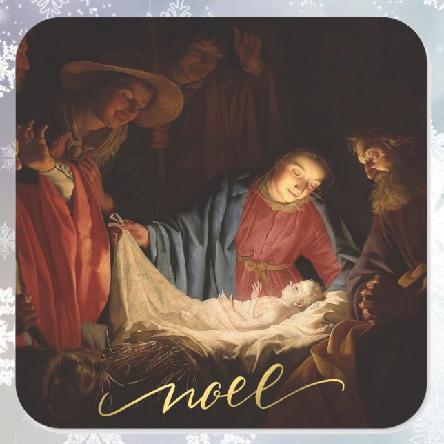 Adesivo Quadrado Vamos Adorá-Lo Natividade Jesus (Criador carregado)