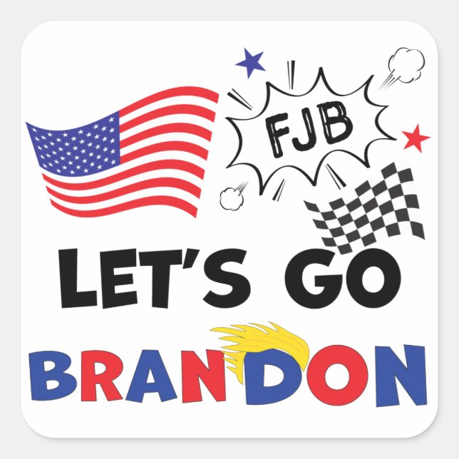 Adesivo Quadrado VAMOS BRANDON COM O Cabelo (Frente)